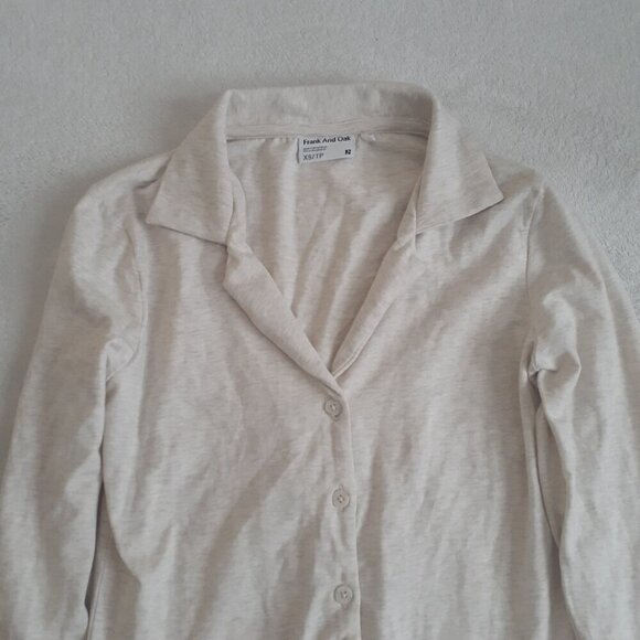 Frank & Oak Women's Size XS Oatmeal Long Sleeve Jersey Button Up Cotton Shirt - Picture 4 of 12